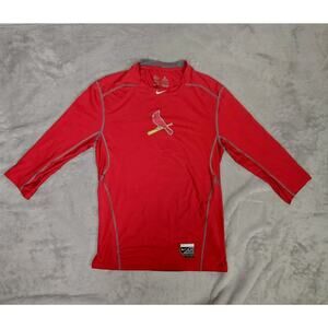 Nike Pro Combat St Louis Cardinals Shirt Mens Medium Red 3/4 Sleeve Dri Fit